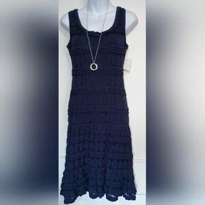Max Studio Navy Textured Midi Dress